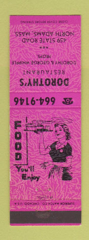 Matchbook Cover - Dorothy's Restaurant North Adams MA girlie PINK