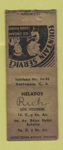 Matchbook Cover - Helados Rich Astoria Guatemala WORN BOBTAIL