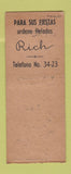 Matchbook Cover - Helados Rich Astoria Guatemala WORN BOBTAIL