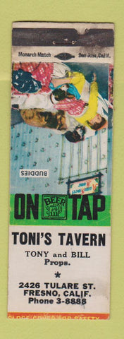 Matchbook Cover - Toni's Tavern Fresno CA WORN