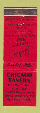 Matchbook Cover - Chiccago Tavern North Bay ON WEAR