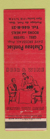 Matchbook Cover - Chateau Pontiac Grill Tavern QC