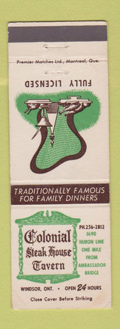 Matchbook Cover - Colonial Steak House Tavern Windsor ON