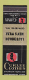 Matchbook Cover - Curlee Men's Clothes Lauterbauch Cedarburg WI