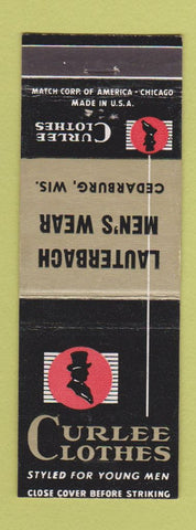 Matchbook Cover - Curlee Men's Clothes Lauterbauch Cedarburg WI