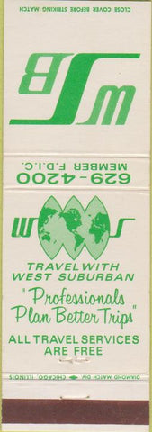 Matchbook Cover - WB Travel Service Lombard IL