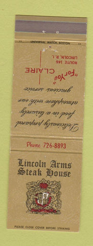 Matchbook Cover - Lincoln Arms Steak House Lincoln RI