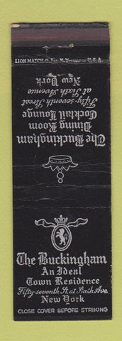 Matchbook Cover - Buckingham Hotel New York City restaurant
