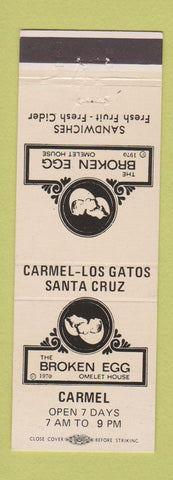 Matchbook Cover - Broken Egg Omelet House Carmel Los Gatos Santa Cruz CA