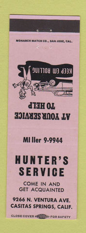 Matchbook Cover - Hunter's Ervice Gasitas Springs CA