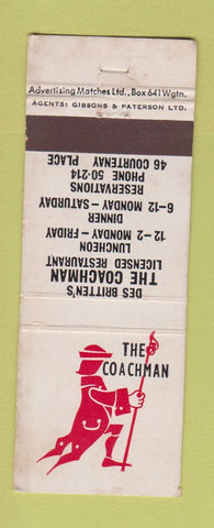 Matchbook Cover - The Coachman Restaurant Wellington New Zealand WORN