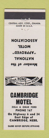 Matchbook Cover - Cambridge Motel NE low phone #