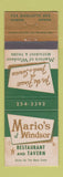 Matchbook Cover - Mario's Restaurant Tavern Windsor ON