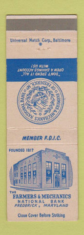 Matchbook Cover - Farmers and Mechanics Bank Frederick MD
