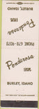 Matchbook Cover - Ponderosa Inn Burley ID