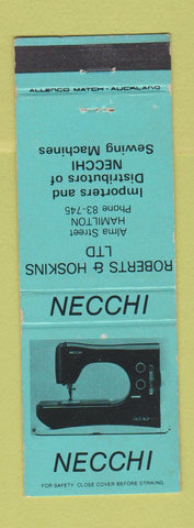 Matchbook Cover - Necchi Sewing Machine Hamilton New Zealand