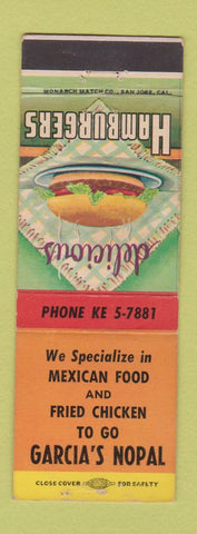 Matchbook Cover - Garcia's Nopal Mexican Restaurant WEAR