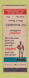 Matchbook Cover - Jockey Men's Underwear Pat McGoldrick's Green Bay WI