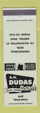 Matchbook Cover - AH Dudas Real Estate Insurance Medina OH