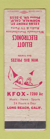 Matchbook Cover - Elliott Electronics Norwalk CA KFOX Radio Long Beach
