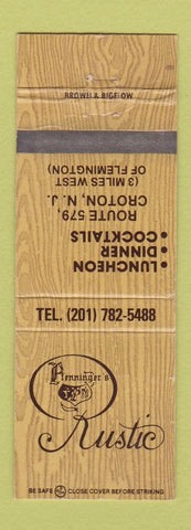 Matchbook Cover - Pfenniger's Rustic Restaurant Croton NJ WEAR