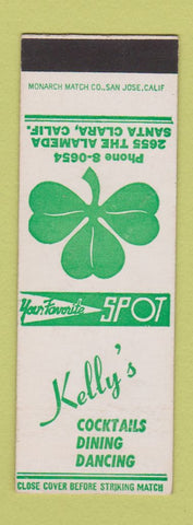 Matchbook Cover - Kelly's Restaurant Santa Clara CA SAMPLE WEAR