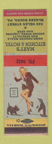 Matchbook Cover - Mary's Kitchen Hotel McKees Rocks PA pinup