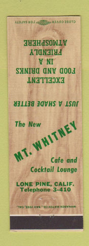 Matchbook Cover - Mount Whitney Cafe Lone Pine CA