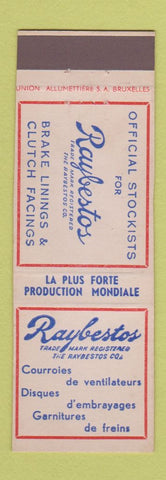 Matchbook Cover - Raybestos Brake Linings Belgium