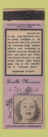 Matchbook Cover - Lucille Manners NBC Singer Diamond 1930's WEAR
