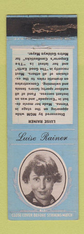 Matchbook Cover - 1930's Diamond Movie Stars Luise Rainer POOR STRIKER