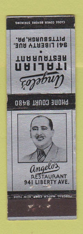Matchbook Cover - Angelo's Italian Restaurant Pittsburgh PA WORN