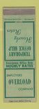 Matchbook Cover - Employers Overload Temp Employment Kansas City Milwaukee WEAR