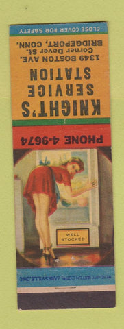 Matchbook Cover - Knight's Service oil gas Bridgeport CT pinup