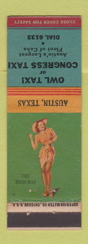 Matchbook Cover - Owl Taxi Congress Taxi Austin TX pinup