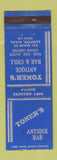 Matchbook Cover - Toner's Antique Bar Clinton MA