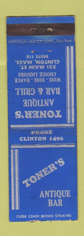 Matchbook Cover - Toner's Antique Bar Clinton MA