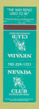 Matchbook Cover - Nevada Club Reno NV casino