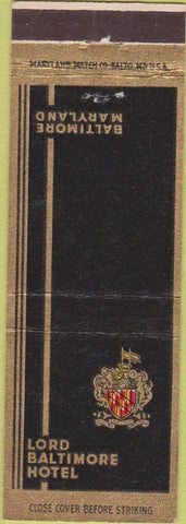 Matchbook Cover - Lord Baltimore Hotel MD