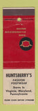 Matchbook Cover - Florsheim Shoes Huntsberry's VA MD PA WEAR