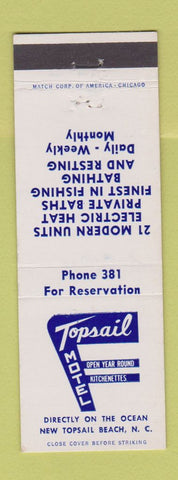 Matchbook Cover - Topsail Motel New Topsail Beach NC