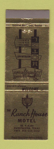 Matchbook Cover - Ranch House Motel Sweetwater TX