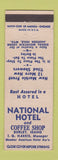 Matchbook Cover - National Hotel Burley ID