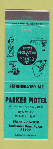 Matchbook Cover - Parker Motel Buchanan Dam TX
