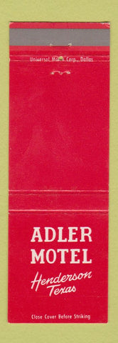 Matchbook Cover - Adler Motel Henderson TX