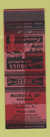 Matchbook Cover - Maurice Eby Drug Store Lancaster PA