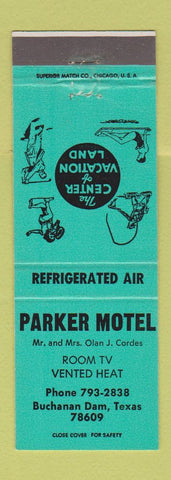 Matchbook Cover - Parker Motel Buchanan Dam TX