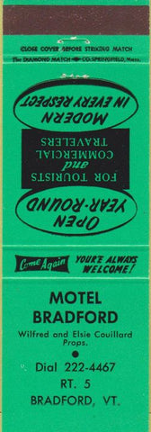 Matchbook Cover - Motel Bradford Bradford VT