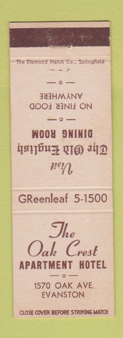 Matchbook Cover - Oak Crest Hotel Evanston IL