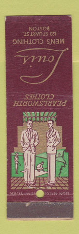Matchbook Cover - Louis Men's Clothes Pearlsworth Boston MA deco